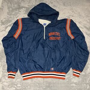 Vintage 80s Champion Michigan State Athletic Staff 1/4 Zip Windbreaker Jacket XL